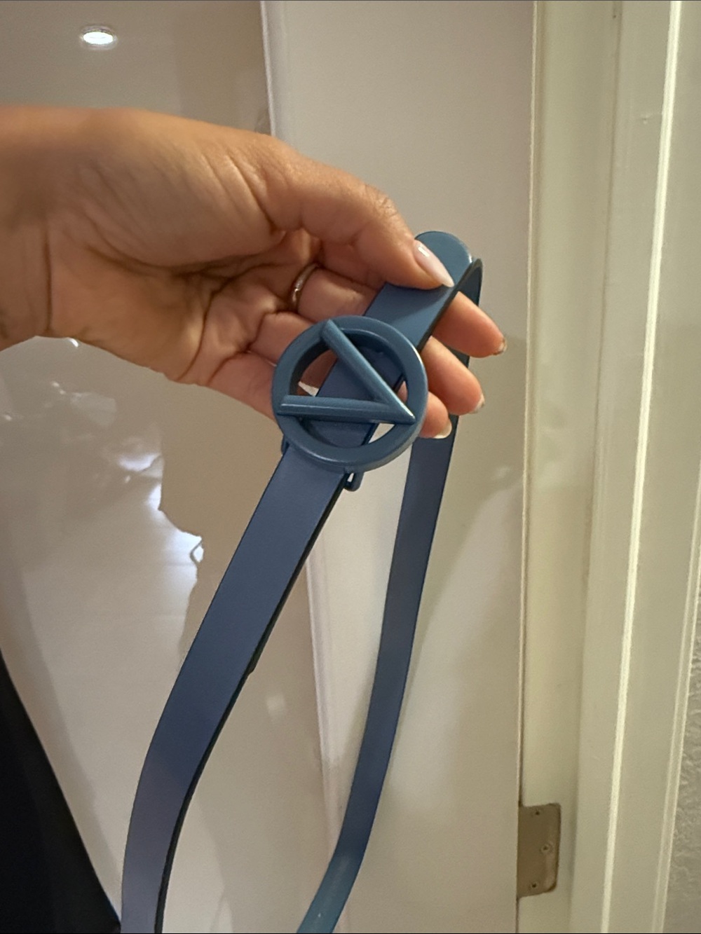 Matte Blue Women's Circle Buckle Belt